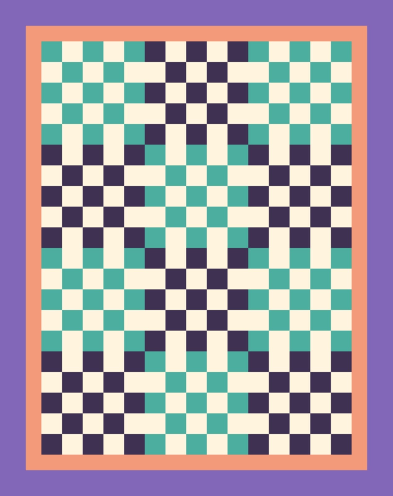Teal Plum Postage quilt by Signal Parade