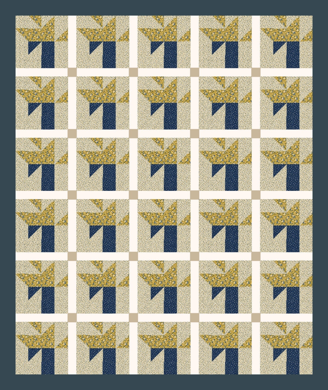 Mustard Vine Tulips quilt by Bellflower Press