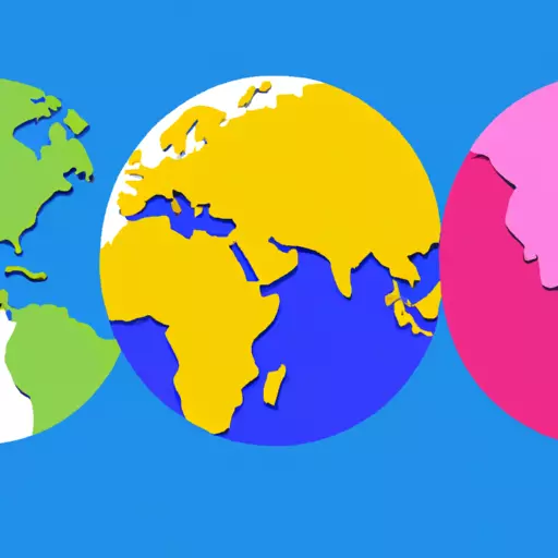 A picture of a map of the world showing four hemispheres