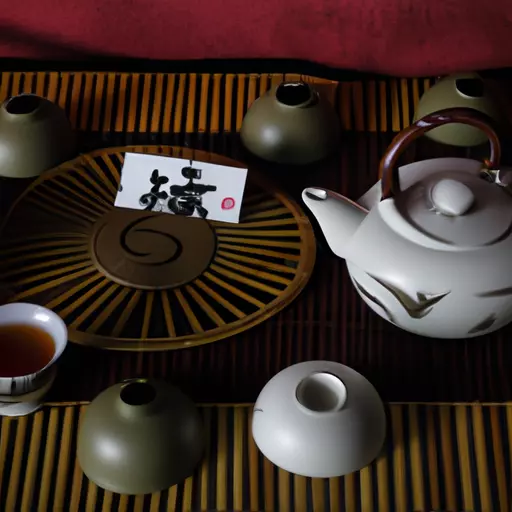 A picture of a tea set with Chinese characters on the side