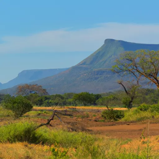 A picture of a savannah with mountains in the background