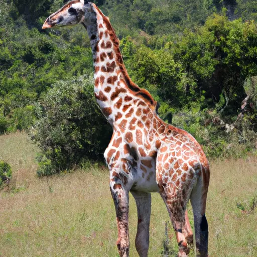 A picture of a giraffe standing in the savanna