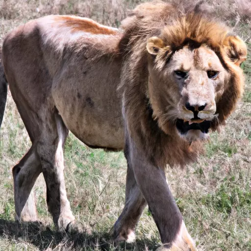 A picture of a lion in the savanna