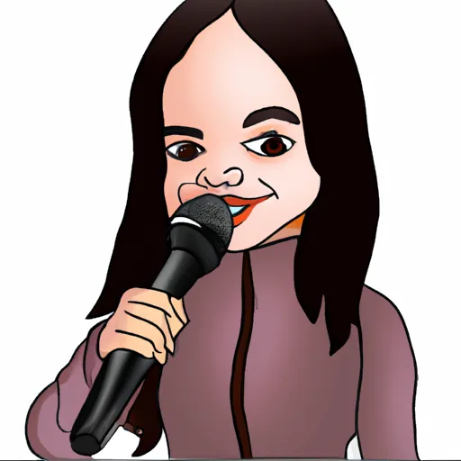 "A cartoon version of Olivia Rodrigo holding a microphone"