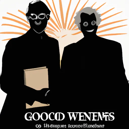 "Book cover of 'Good Omens' by two silhouette famous authors"