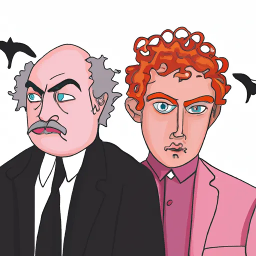 "Cartoon illustration of Crowley and Aziraphale from Good Omens"