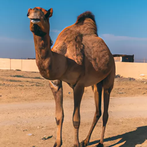 A picture of a camel in a desert