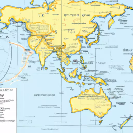 A map showing the southern hemisphere