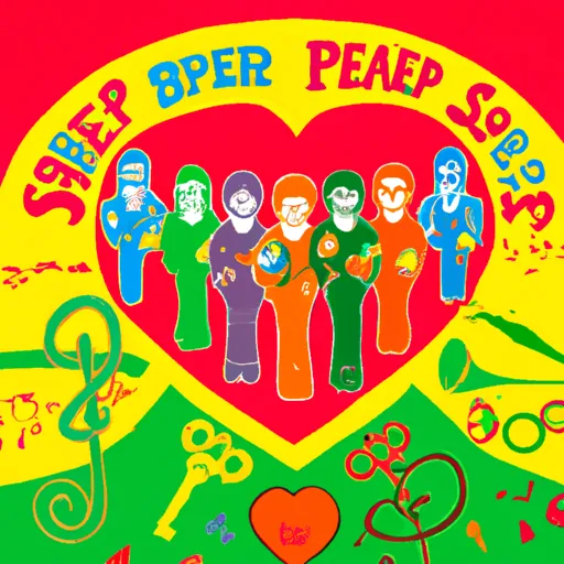 "Stylized cover art of the album 'Sgt. Pepper's Lonely Hearts Club Band' by The Beatles"