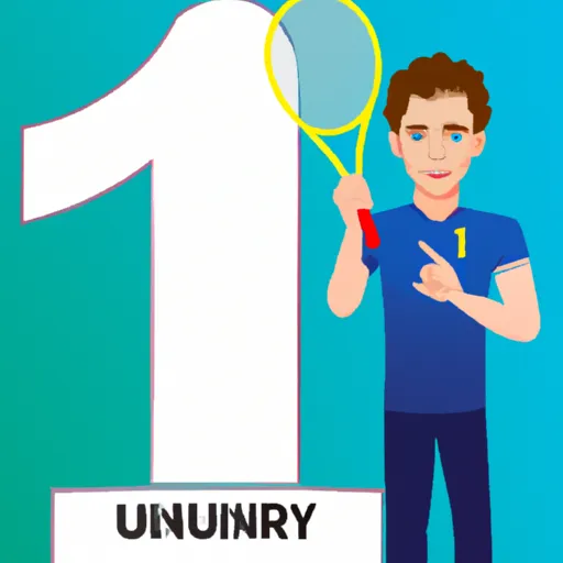 "Andy Murray holding a tennis racket and standing next to a number one symbol"