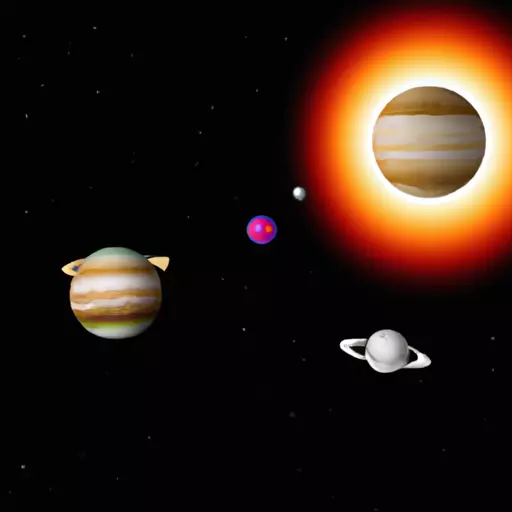 A picture of the sun and some planets