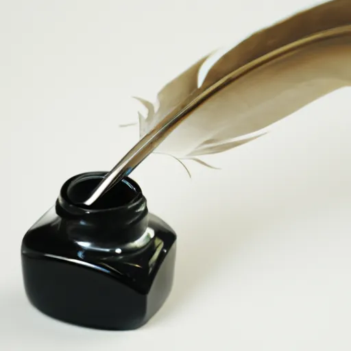 A picture of a quill pen and ink