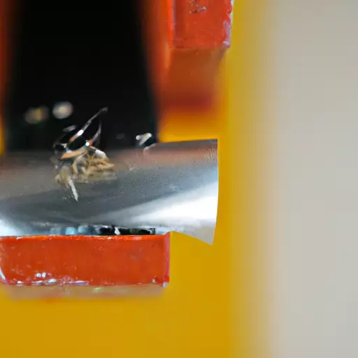 A picture of a magnet picking up metal shavings