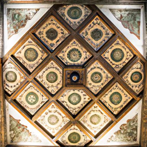 A picture of an ornate ceiling in a grand building