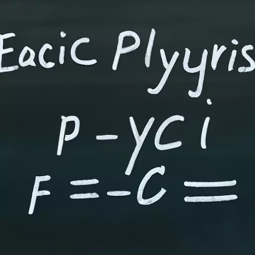 A picture of a chalkboard with physics equations