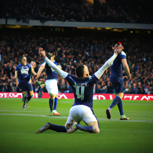 "Tottenham Hotspur player celebrating a goal against Arsenal"