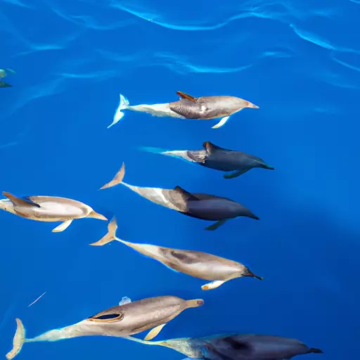 A picture of a group of dolphins swimming