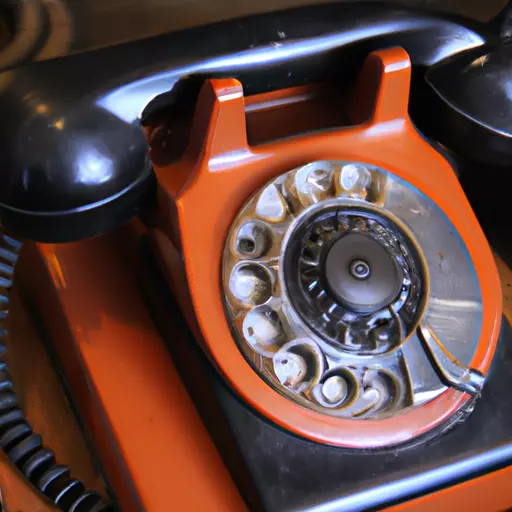 A picture of an old phone with a rotary dial