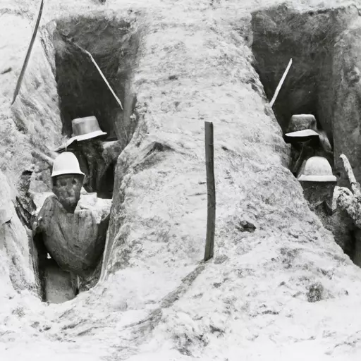 A picture of World War I soldiers in trenches