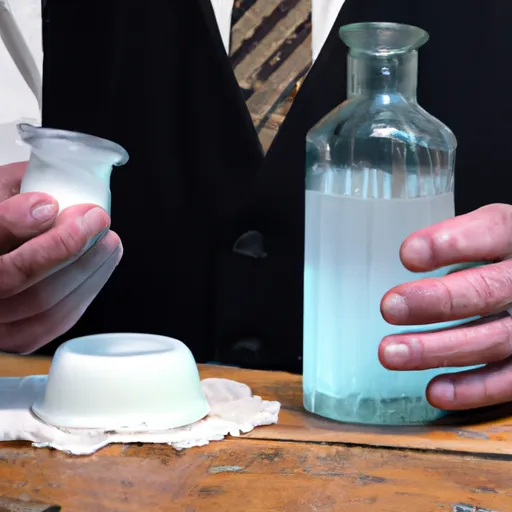 A man demonstrating the healing properties of petroleum jelly in a 19th century setting