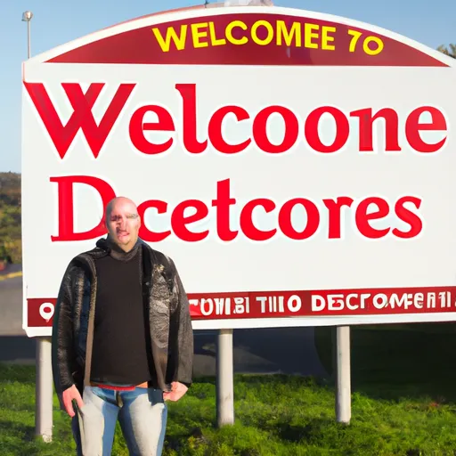 A man in front of a sign that says 'Welcome to Douglas, Cork, Ireland'