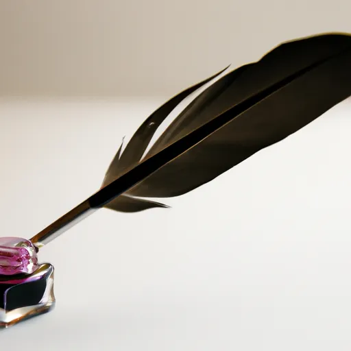 A picture of a quill pen and ink