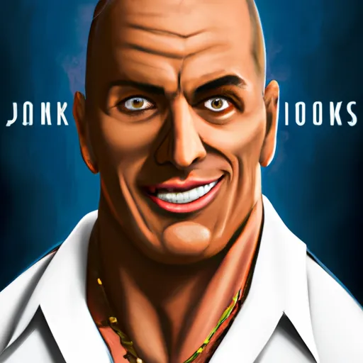 "Dwayne Johnson as Luke Hobbs in an illustrated movie poster style"