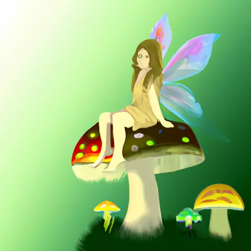 A picture of a fairy sitting on a mushroom