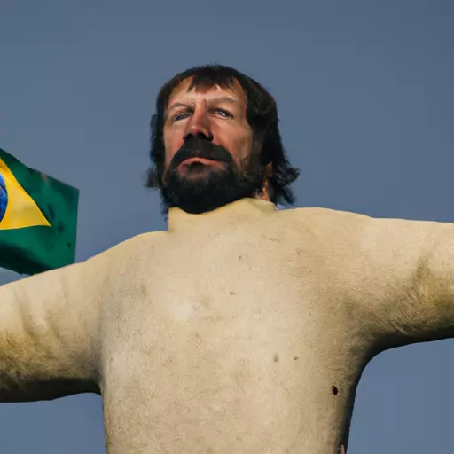 A photo of the Christ the Redeemer statue in Brazil with the Brazilian flag in the background