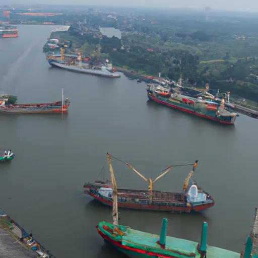 A picture of ships inside a canal