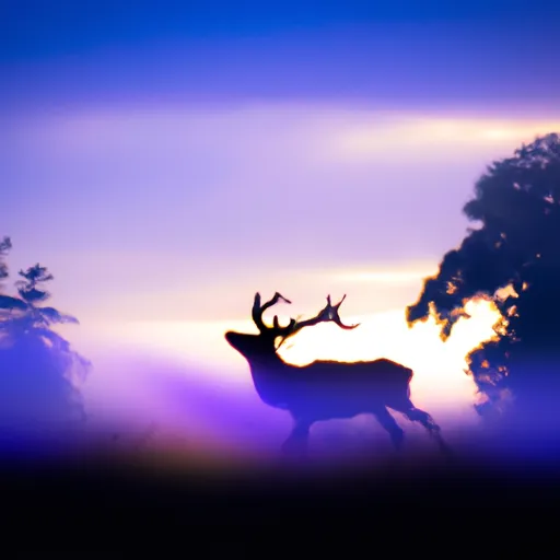 A picture of a deer at dawn