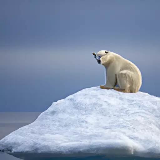 A photo of a polar bear sitting on an ice berg