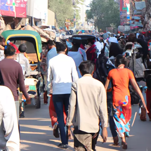 A photo of a crowded street in a city