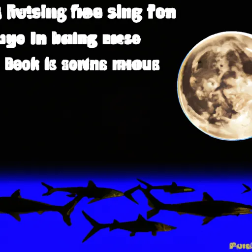 "Full moon with sturgeons swimming beneath it"