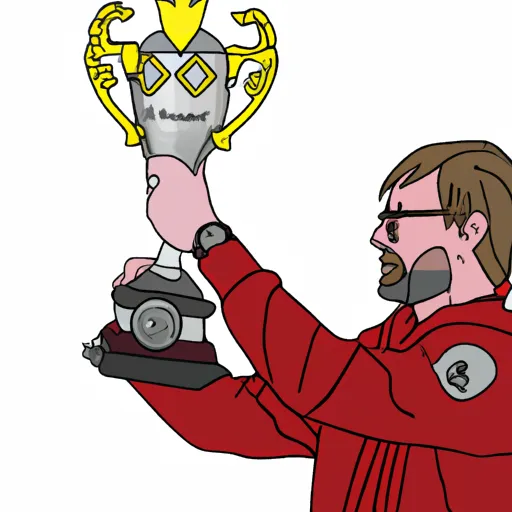 "Jürgen Klopp holding a Premier League trophy"