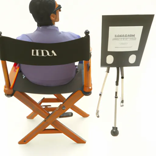 "Movie director's chair with the name 'Richard Ayoade' and a clapperboard for his first movie"