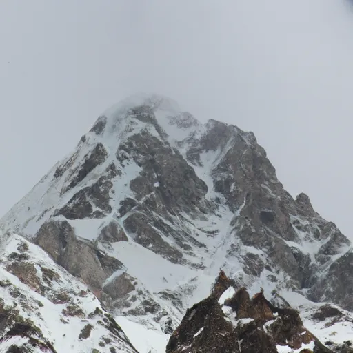 A picture of a snow-capped mountain peak