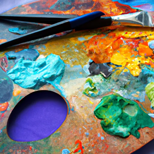 An artistic painting palette and brushes