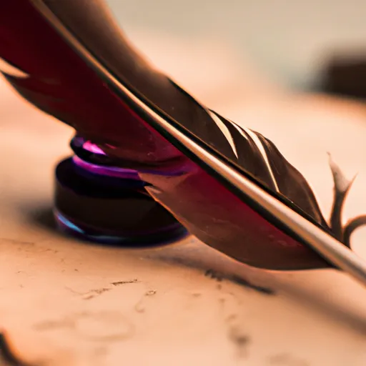 A picture of a quill pen and an old manuscript