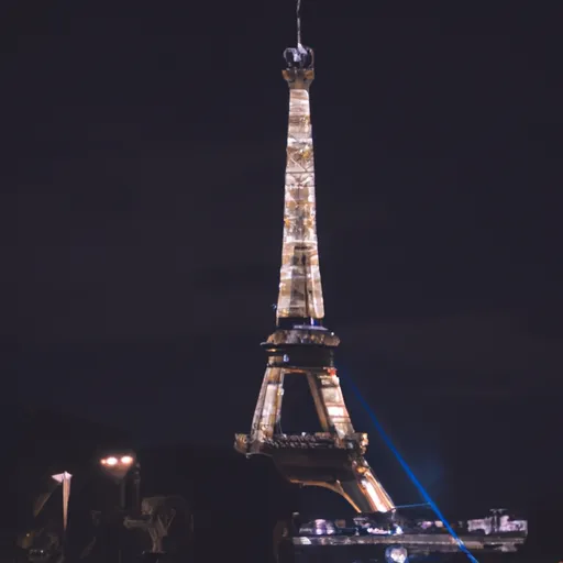 A picture of the Eiffel Tower at night