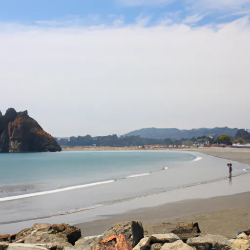 A picture of a beach along the Pacific Ocean