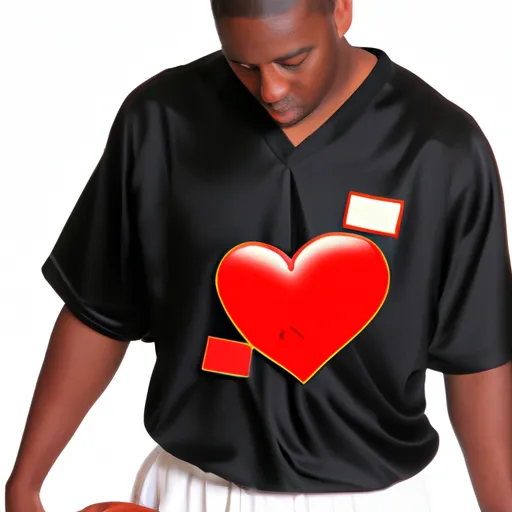 "African American male college basketball player with a heart icon"