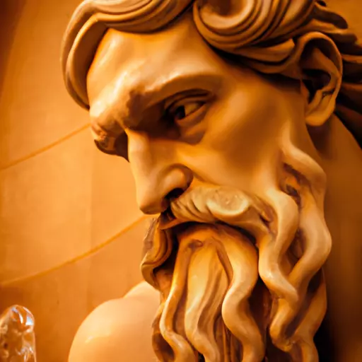 A picture of a statue of Zeus