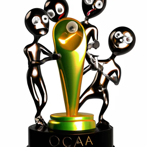 "An Oscar trophy with animated characters"