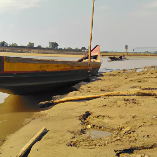 A picture of a river with a boat