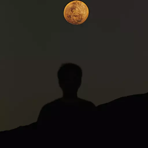 A picture of the moon with a human shadow on it