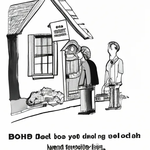 "A cartoon depiction of Bob Dylan detained in a New Jersey home with a 'For Sale' sign."