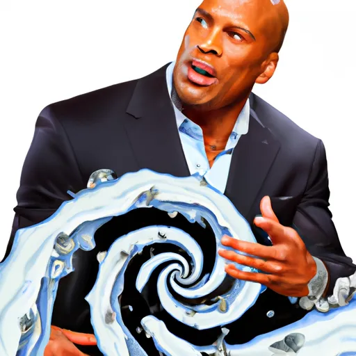 "Dwayne Johnson puzzled by a whirlpool representing a leadership vortex"