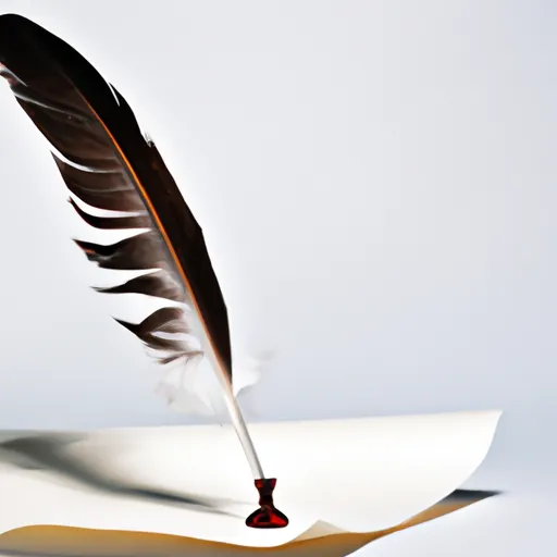 A picture of a quill pen and parchment