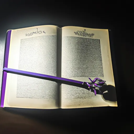 A picture of a wand and a book